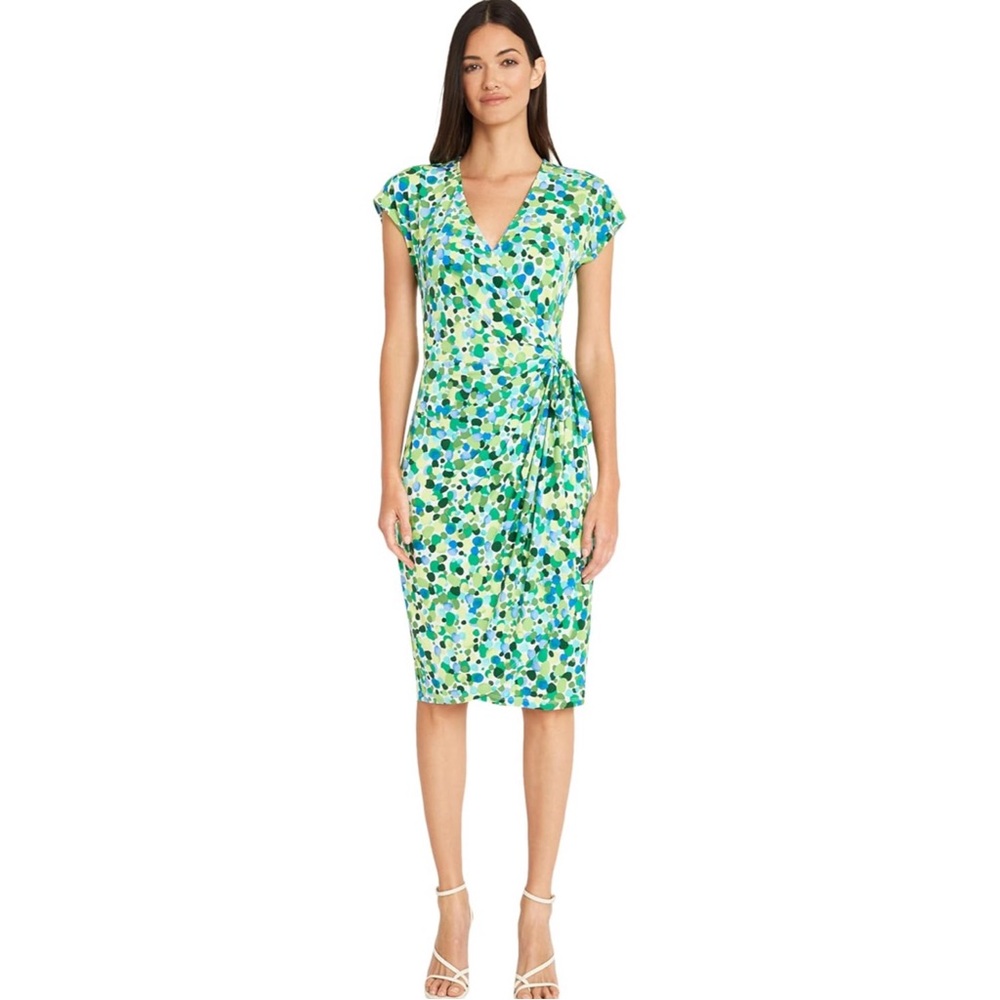 Maggy London‎ Women’s Green Wrap Midi Dress NWOT Size 4 Business Party Wedding